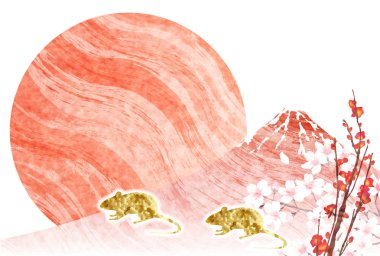 fare yeni yıl kartı Japon Kağıt arka plan