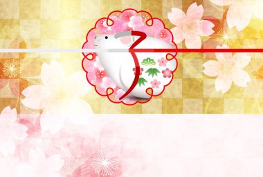 fare yeni yıl kartı Japon Kağıt arka plan