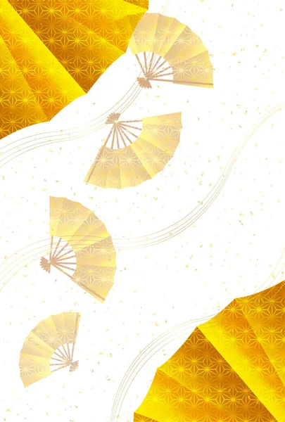 Faltfächer Gold Neujahrskarte Hintergrund — Stockvektor