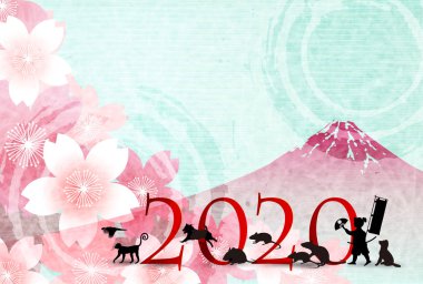 fare yeni yıl kartı Japon Kağıt arka plan