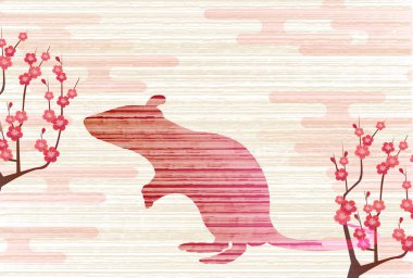 fare yeni yıl kartı Japon Kağıt arka plan