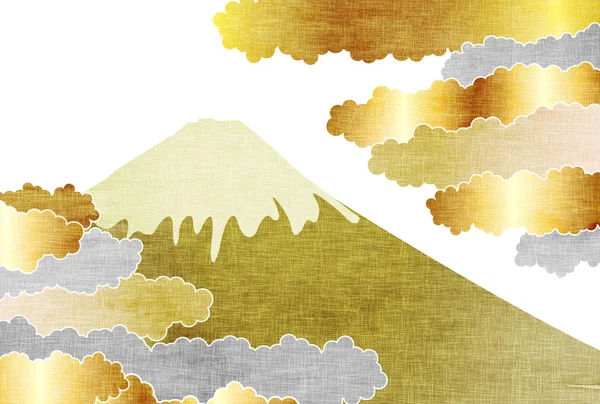 富士山云彩新年贺卡背景 — 图库矢量图片