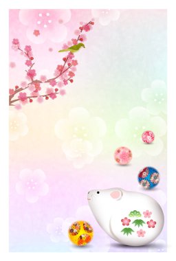 fare yeni yıl kartı Japon Kağıt arka plan