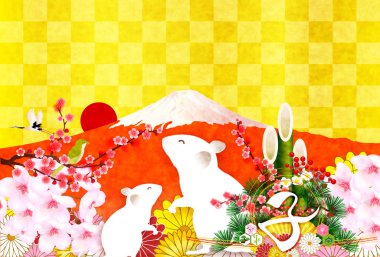 fare yeni yıl kartı Japon Kağıt arka plan