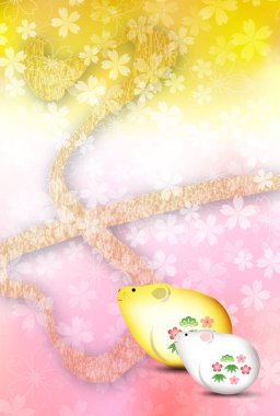 fare yeni yıl kartı Japon Kağıt arka plan