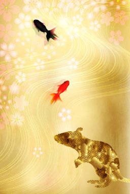 fare yeni yıl kartı Japon Kağıt arka plan