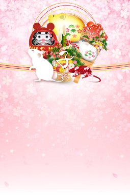 fare yeni yıl kartı Japon Kağıt arka plan