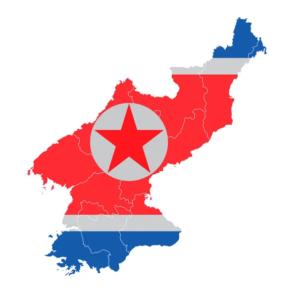 Noord Korea Pictogram Nationale Vlaggenkaart — Stockvector