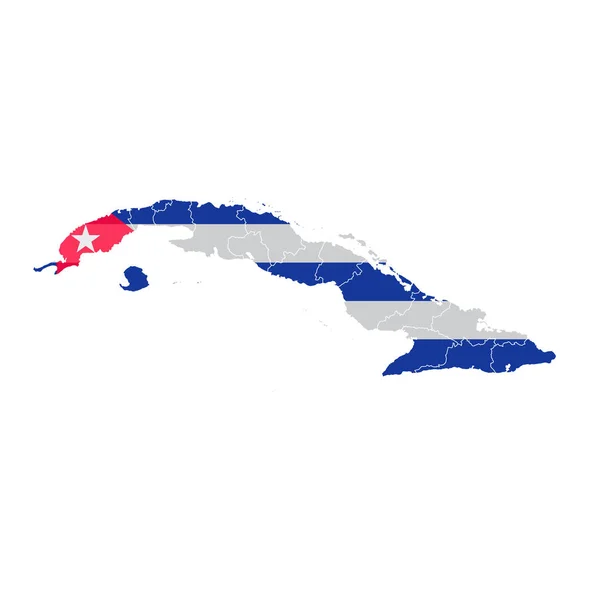 Cuba Nationale Vlag Kaart Pictogram — Stockvector