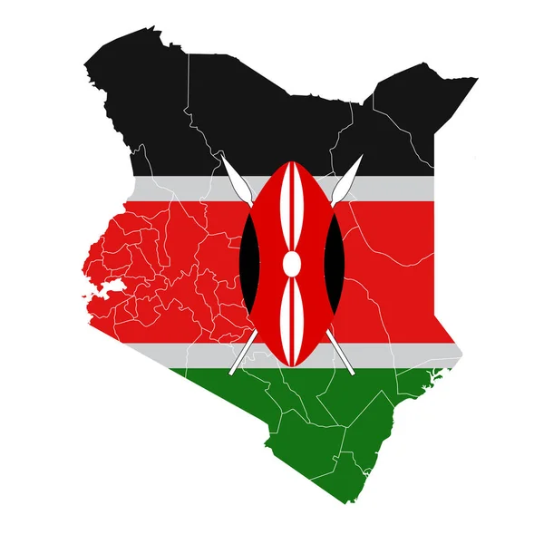 Kenya National Flag Map Icon — Stock Vector