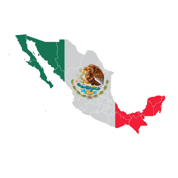 Εικόνα Χάρτη Εθνικής Σημαίας Του Μεξικού — Διανυσματικό Αρχείο