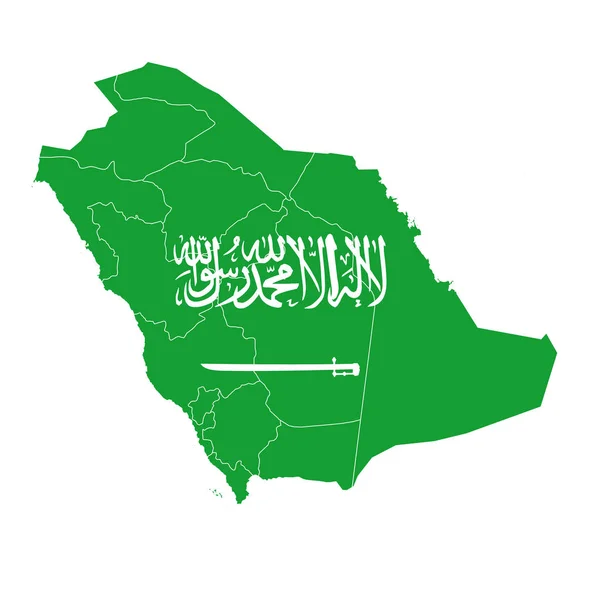 Arabia Saudita Bandera Nacional Mapa Icono — Vector de stock