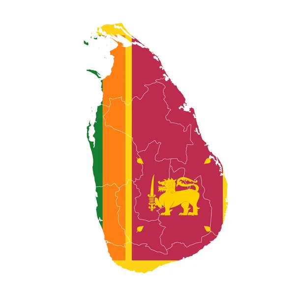 Srí Lanka Nemzeti Zászló Térkép Ikon — Stock Vector