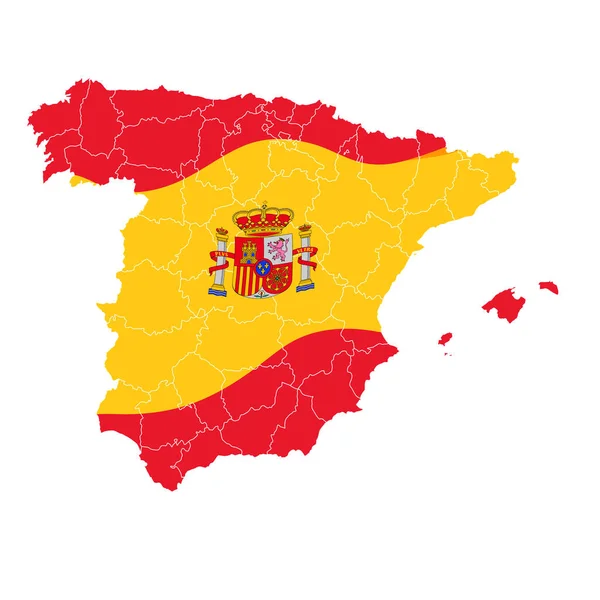 Spanyolország Nemzeti Lobogó Térkép Ikon — Stock Vector