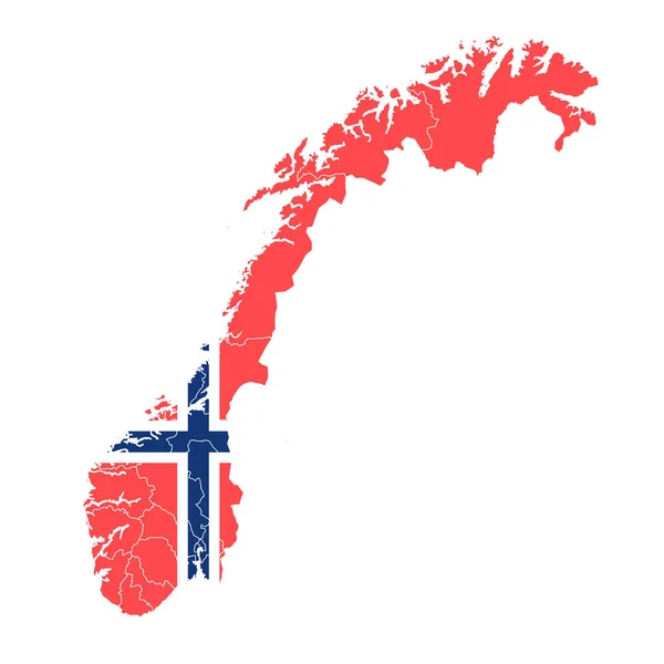 Norge Nationell Flaggkarta Ikon — Stock vektor