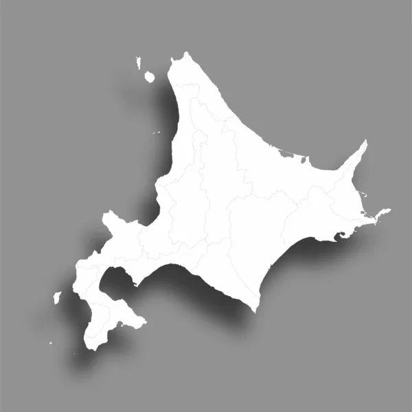 Hokkaido Map Silhouette Prefecture Frame Icon — Stock Vector