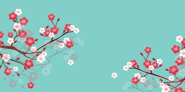 Plum Blossom Spring Pattern Background — Stock Vector