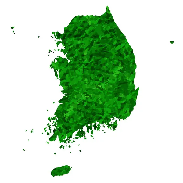 Korea Kaart Land Groen Pictogram — Stockvector