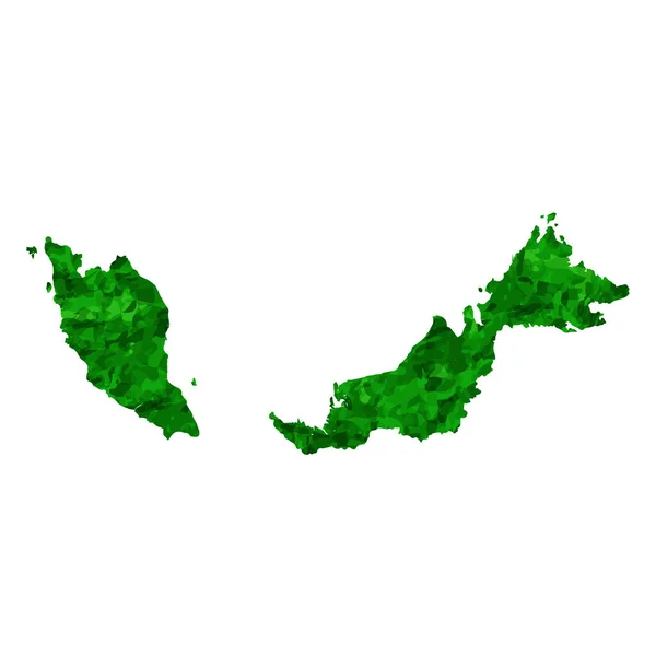 Malaezia Hartă Ţară Verde Icon — Vector de stoc