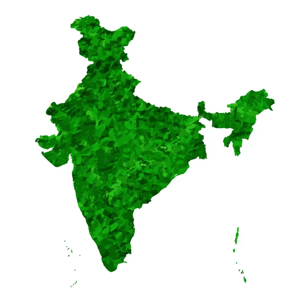 India Mapa País Icono Verde — Vector de stock