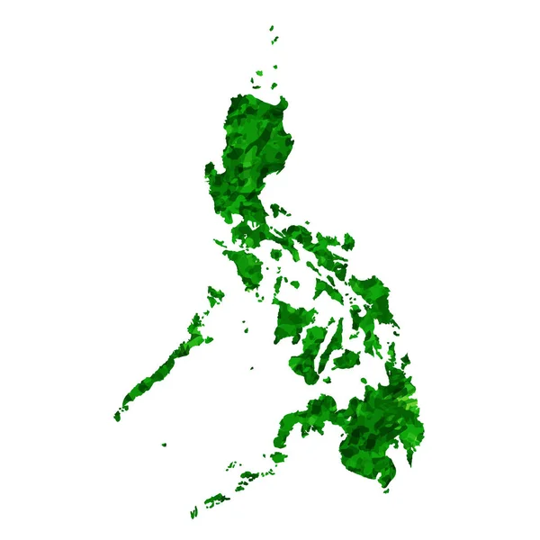 Filipinas Mapa País Icono Verde — Vector de stock