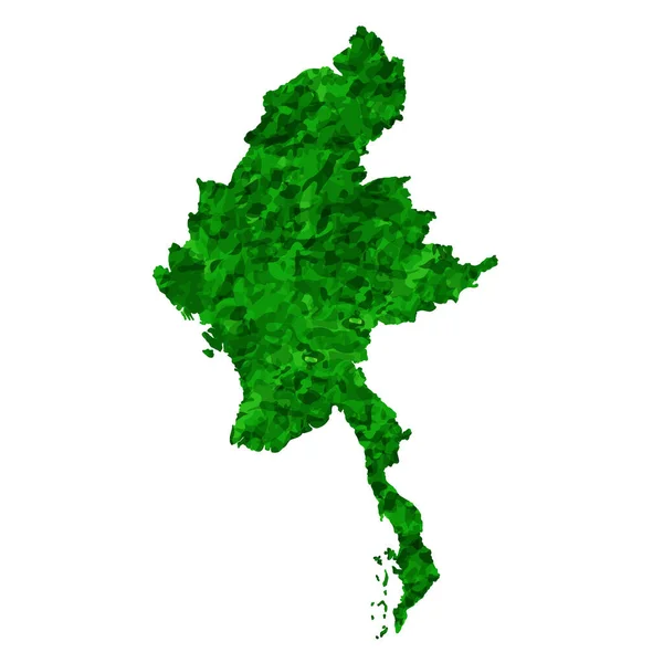 Ikon Hijau Negara Peta Myanmar - Stok Vektor
