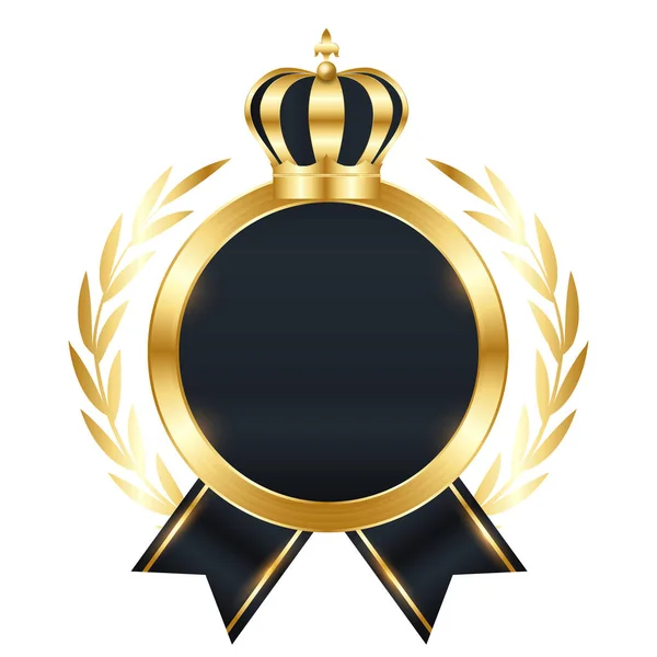 Medalla Corona Icono Luz Oro — Vector de stock