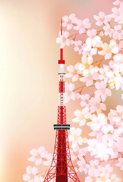 Körsbär Blomma Våren Tokyo Bakgrund — Stock vektor