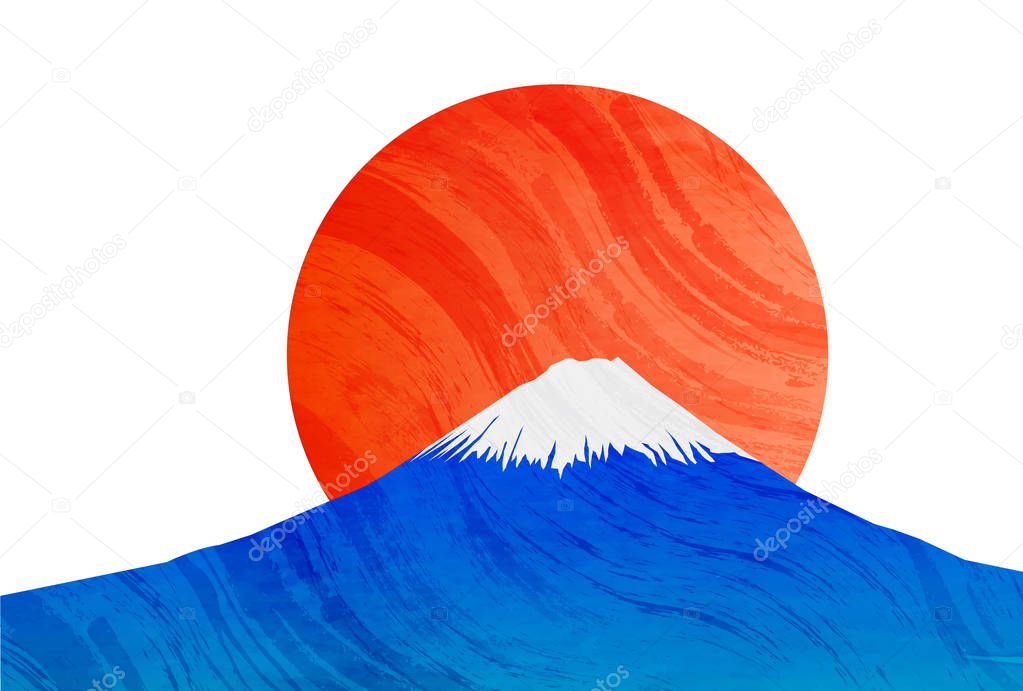 Mt. Fuji sunrise Japanese paper background
