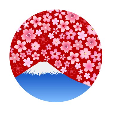 Mt. Fuji kiraz çiçeği bahar ikonu