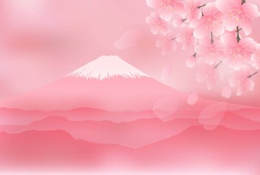 Mt. Fuji kiraz çiçeği bahar arkaplanı