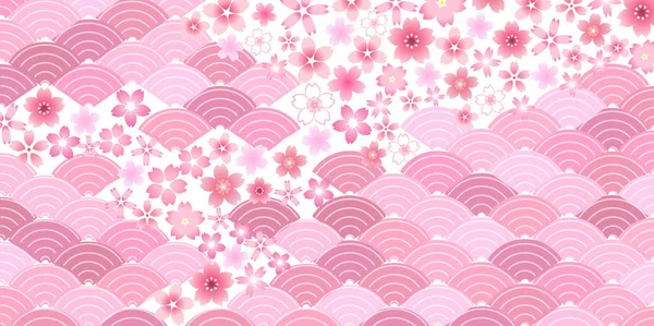 Kirschblüte Welle Frühling Rosa Hintergrund — Stockvektor