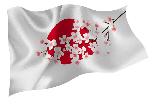 Japanische Nationalflagge Kirschblüten Symbol — Stockvektor