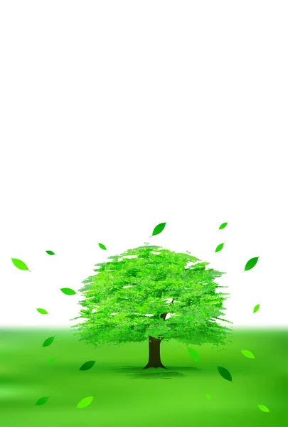 Árvore Prado Paisagem Natureza Fundo — Vetor de Stock