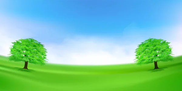 Árbol Prado Paisaje Naturaleza Fondo — Vector de stock