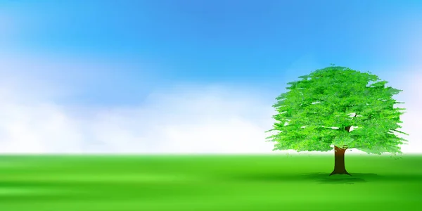 Árbol Prado Paisaje Naturaleza Fondo — Vector de stock