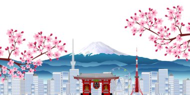 Cherry Blossom Mt.Fuji Tokyo Background clipart