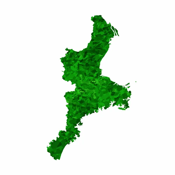 Mie Map Prefecture Green Icon — Stock Vector