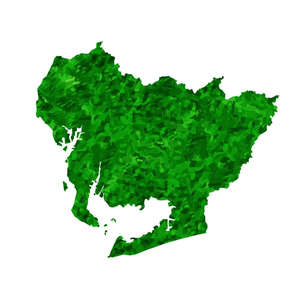Mapa Prefeitura Aichi Ícone Verde — Vetor de Stock