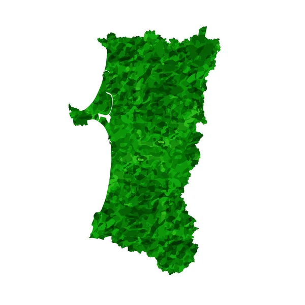 Carte Akita Préfecture Icône Verte — Image vectorielle
