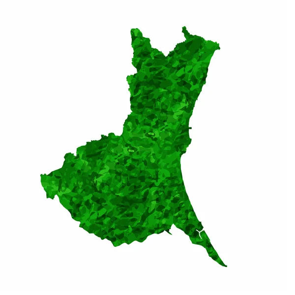 茨城県地図 緑のアイコン — ストックベクタ