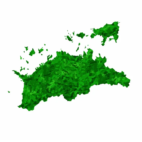 香川県地図 緑のアイコン — ストックベクタ