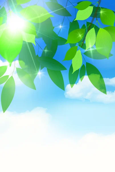 Fresh Green Leaves Light Background — Stock vektor