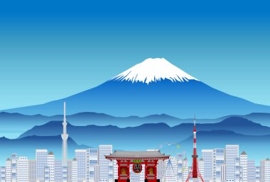 Fuji Dağı Tokyo Manzarası Arkaplanı
