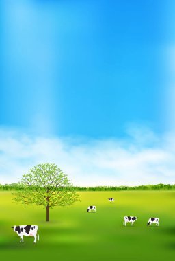 İnekler Çiftlik Peyzajı Arkaplanı