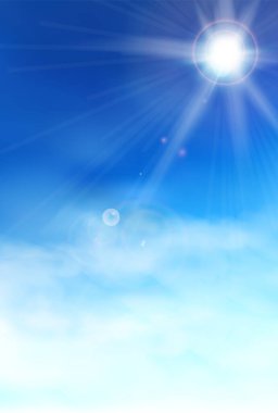 Gökyüzü mavi manzara arka planını bulutlandırır