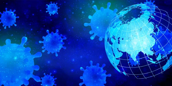 Corona Virus Bacillo Mondo Sfondo — Vettoriale Stock
