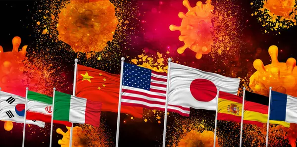 Japón Corona America Repel Virus — Vector de stock