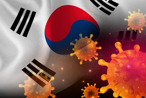 Korea Corona Virus Nationale Vlag Achtergrond — Stockvector