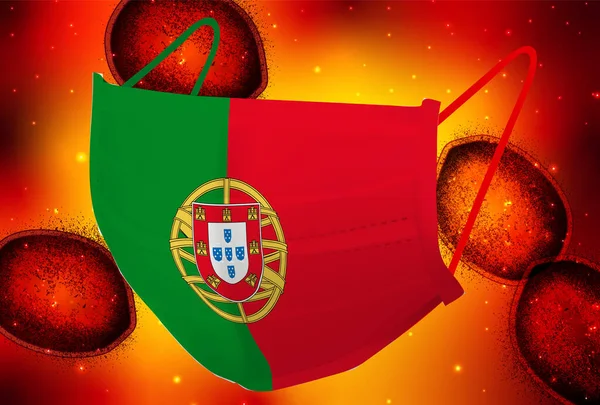 Portugalsko Maska Korona Virus Pozadí — Stockový vektor